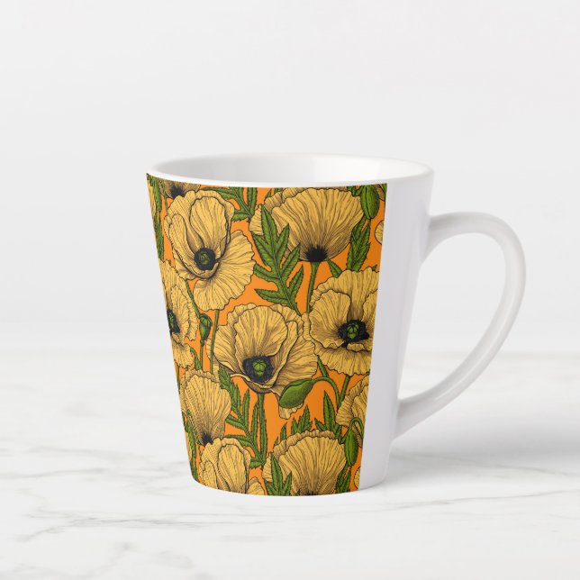 Yellow poppies latte mug (Right)
