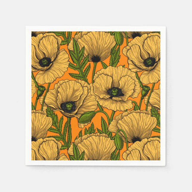 Yellow poppies napkin (Front)