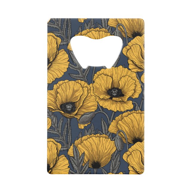 Yellow poppies on navy (Front)