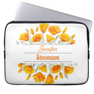 Yellow Poppies Personalised Electronics Bag