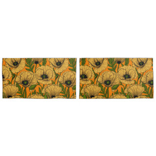 Yellow poppies pillowcase