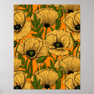 Yellow poppies poster