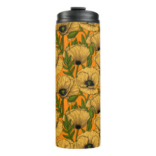 Yellow poppies thermal tumbler