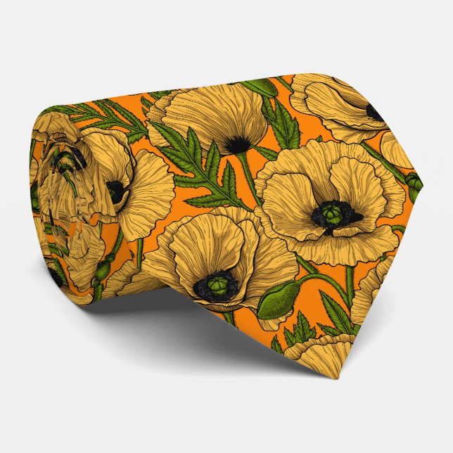 Yellow poppies tie (Rolled)