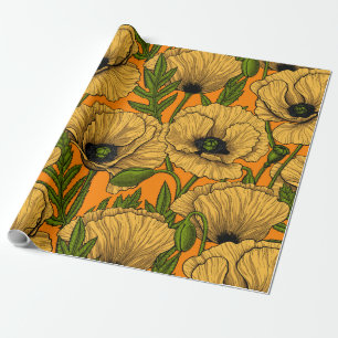 Yellow poppies wrapping paper