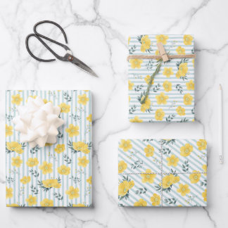 yellow poppies wrapping paper sheet