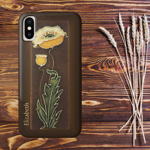 Yellow Poppy Aged Tile Look iPhone X Case