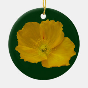 Yellow Poppy Alaskan Wildflower Floral Ceramic Tree Decoration