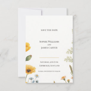 Yellow Poppy Fern Botanical Scottish Wedding Save The Date