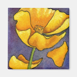 "Yellow Poppy"  Floral Magnet
