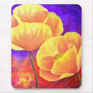 Yellow Poppy Flower Painting Art Mouse Mat
