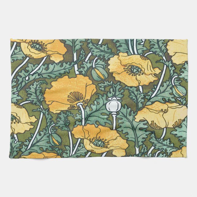 Yellow Poppy Tea Towel (Horizontal)