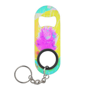 Yellow Poppy with Hot Pink Centre on Turquoise