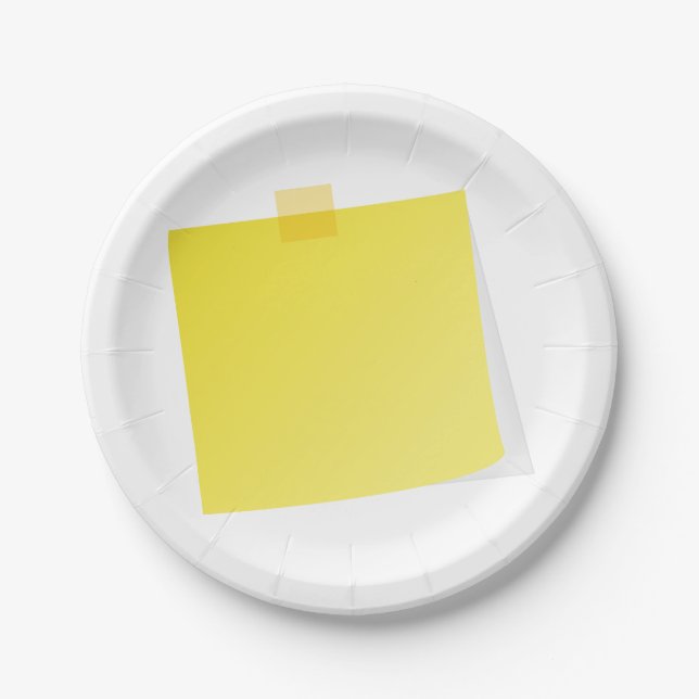 Yellow Post It Note Stationery Paper Plates (Front)