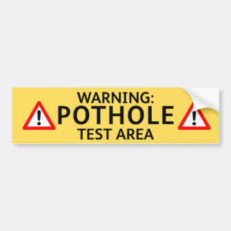 YELLOW Pothole Bumper Sticker: WARNING POTHOLE Sticker