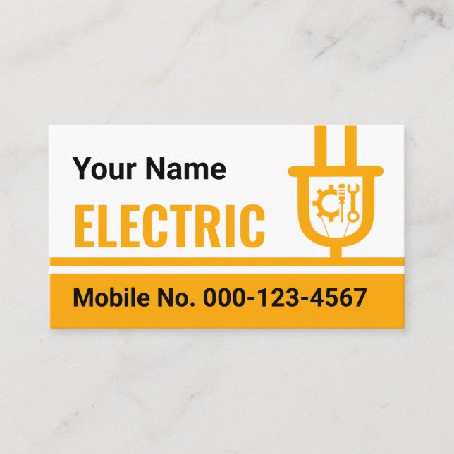 Yellow Power Lines Electrical Bulb Business Card (Front)