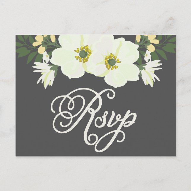 Yellow Pretty Anemones Floral RSVP II Invitation Postcard (Front)