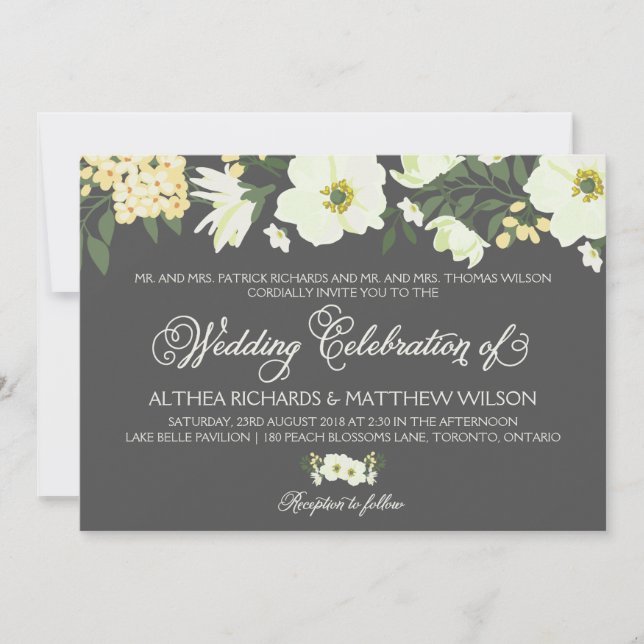 Yellow Pretty Anemones Floral Wedding III Invitation (Front)