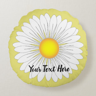 Yellow Pretty Little Daisy Print Round Cushion