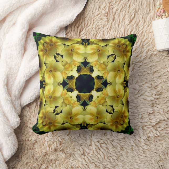 Yellow Primrose Flower Abstract Art   Cushion (Blanket)