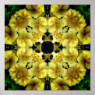 Yellow Primrose Flower Abstract Art  Poster