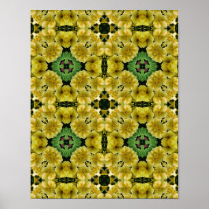 Yellow Primrose Flower Abstract Art    Poster