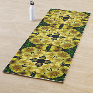 Yellow Primrose Flower Abstract Art Yoga Mat