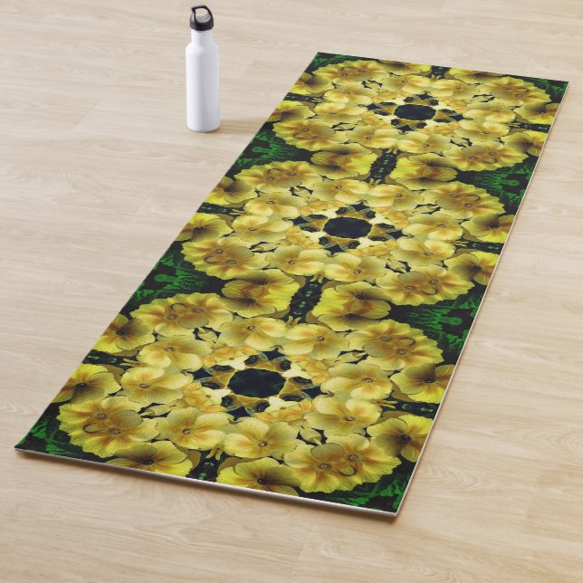Yellow Primrose Flower Abstract Art   Yoga Mat (In Situ)