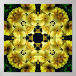 Yellow Primrose Flower Art  Poster