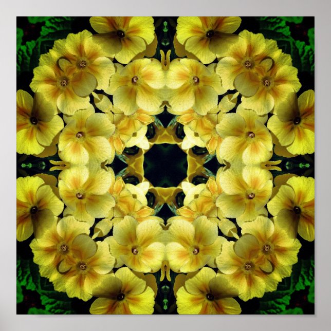 Yellow Primrose Flower Art  Poster (Front)