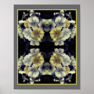 Yellow Primrose Flower Partial Colour Abstract Poster