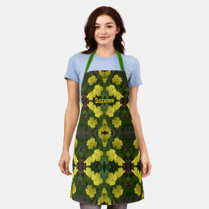 Yellow Primrose Flowers Abstract Personalised Apron