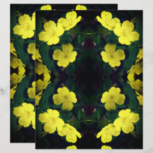 Yellow Primrose Flowers Abstract Scrapbook Paper