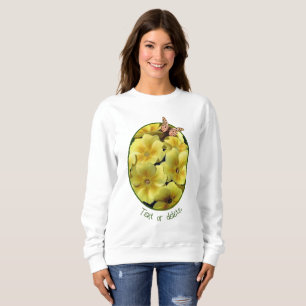 Yellow Primrose Flowers And Butterfly Personalised Sweatshirt