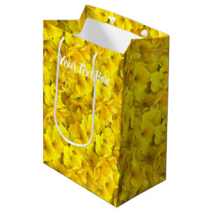 Yellow Primrose Flowers Pattern Medium Gift Bag