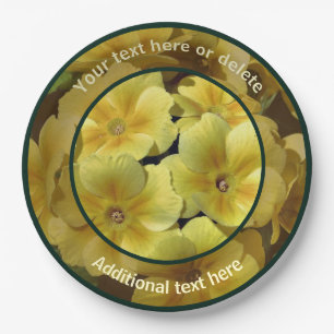 Yellow Primrose Flowers Personalised Party Paper Plate