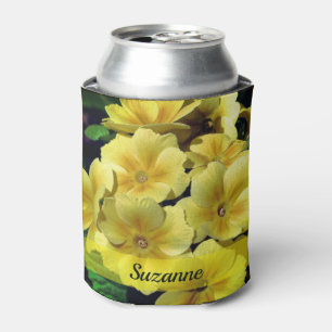 Yellow Primrose Flowers Personalized  Can Cooler