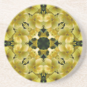 Yellow Primrose Kaleidoscope Floral Coaster