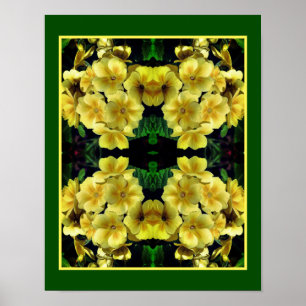 Yellow Primrose Spring Flowers Abstract Poster