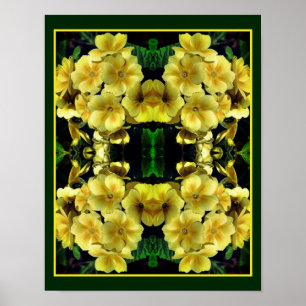 Yellow Primrose Spring Flowers Abstract Poster