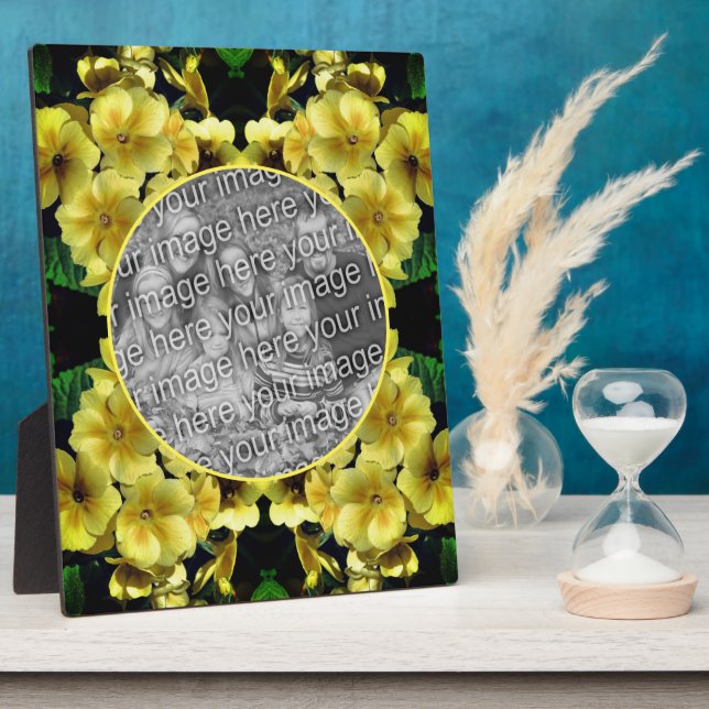Yellow Primrose Spring Flowers Add Your Photo Plaque (Side)