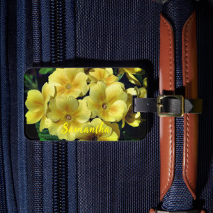 Yellow Primrose Spring Flowers Personalised Luggage Tag