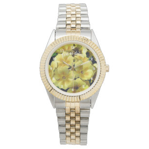 Yellow Primrose Spring Flowers Personalised  Watch
