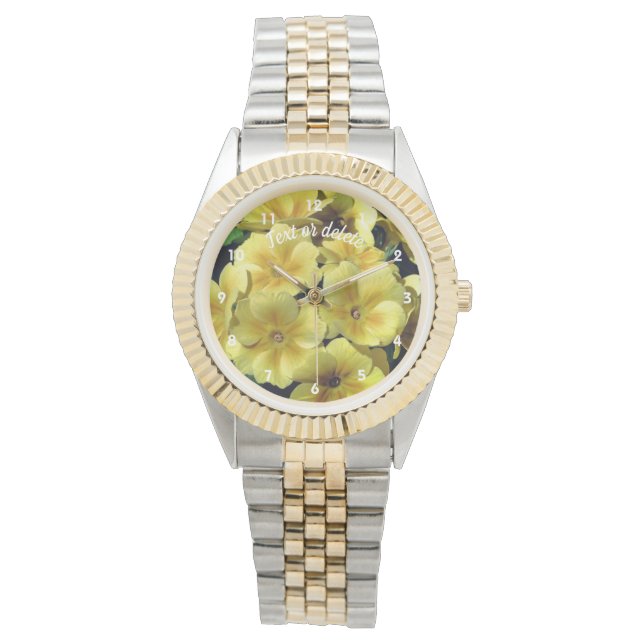 Yellow Primrose Spring Flowers Personalised  Watch (Front)