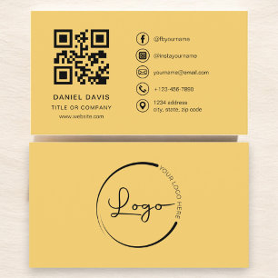 Yellow Professional Company Logo QR Code  Business Card