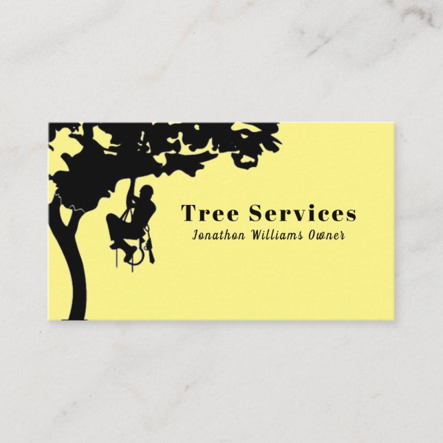 Yellow Professional Tree Trimming Service Business Card (Front)