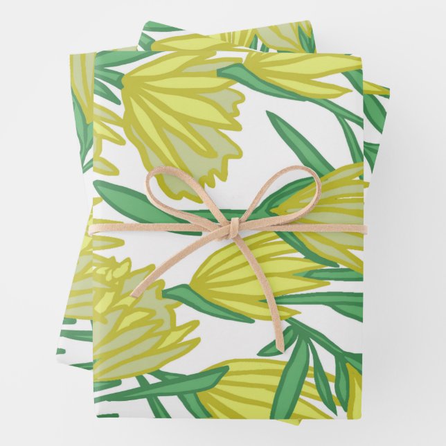 Yellow Protea Design  Wrapping Paper Sheet (In situ)