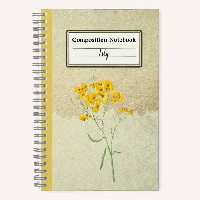 Yellow Psilostrophe Sparsiflora Personalised Comp Notebook (Front)