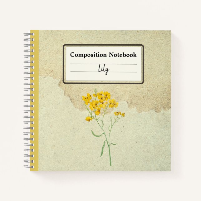 Yellow Psilostrophe Sparsiflora Personalised Comp Notebook (Front)