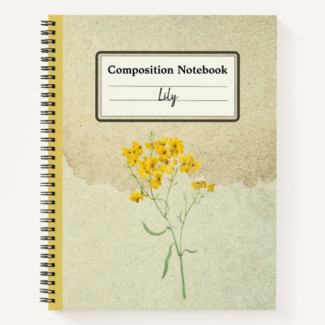 Yellow Psilostrophe Sparsiflora Personalised Comp Notebook (Front)